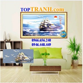 Tranh gắn đá thuận buồm xuôi gió